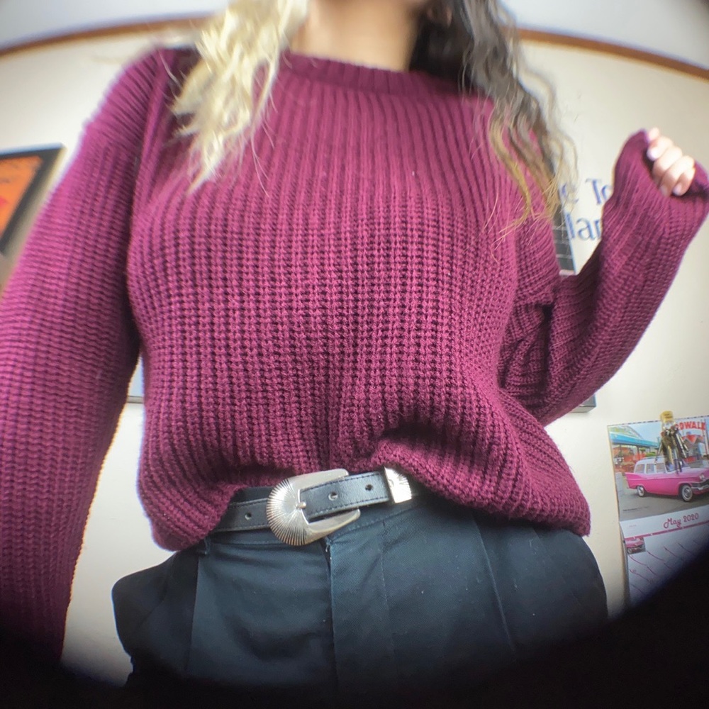 maroon cropped sweater